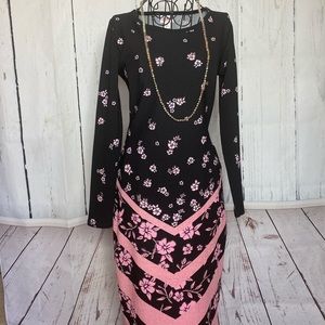 Lularoe Pink and Black Floral Elegant Debbie Dress